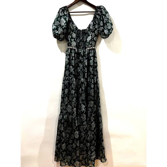 V. Chapman  Emma V-Neck A-Line Brocade Cutout Maxi Dress Size 2 NWT - Picture 12 of 13